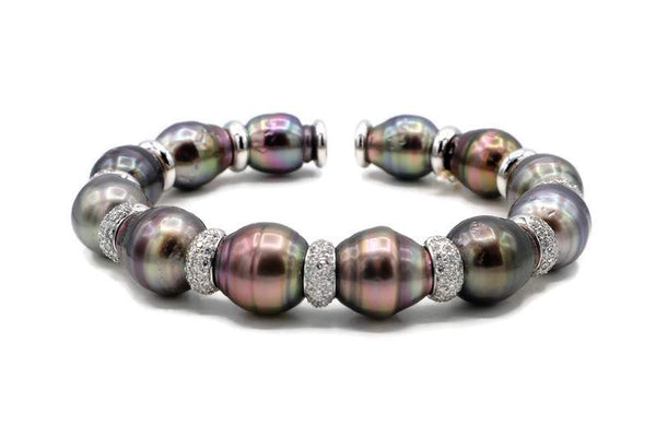 J. Stella 18K White Gold Tahitian Pearl & Diamond Bracelet