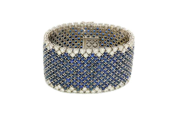 SAPPHIRE AND DIAMOND WIDE BRACELET