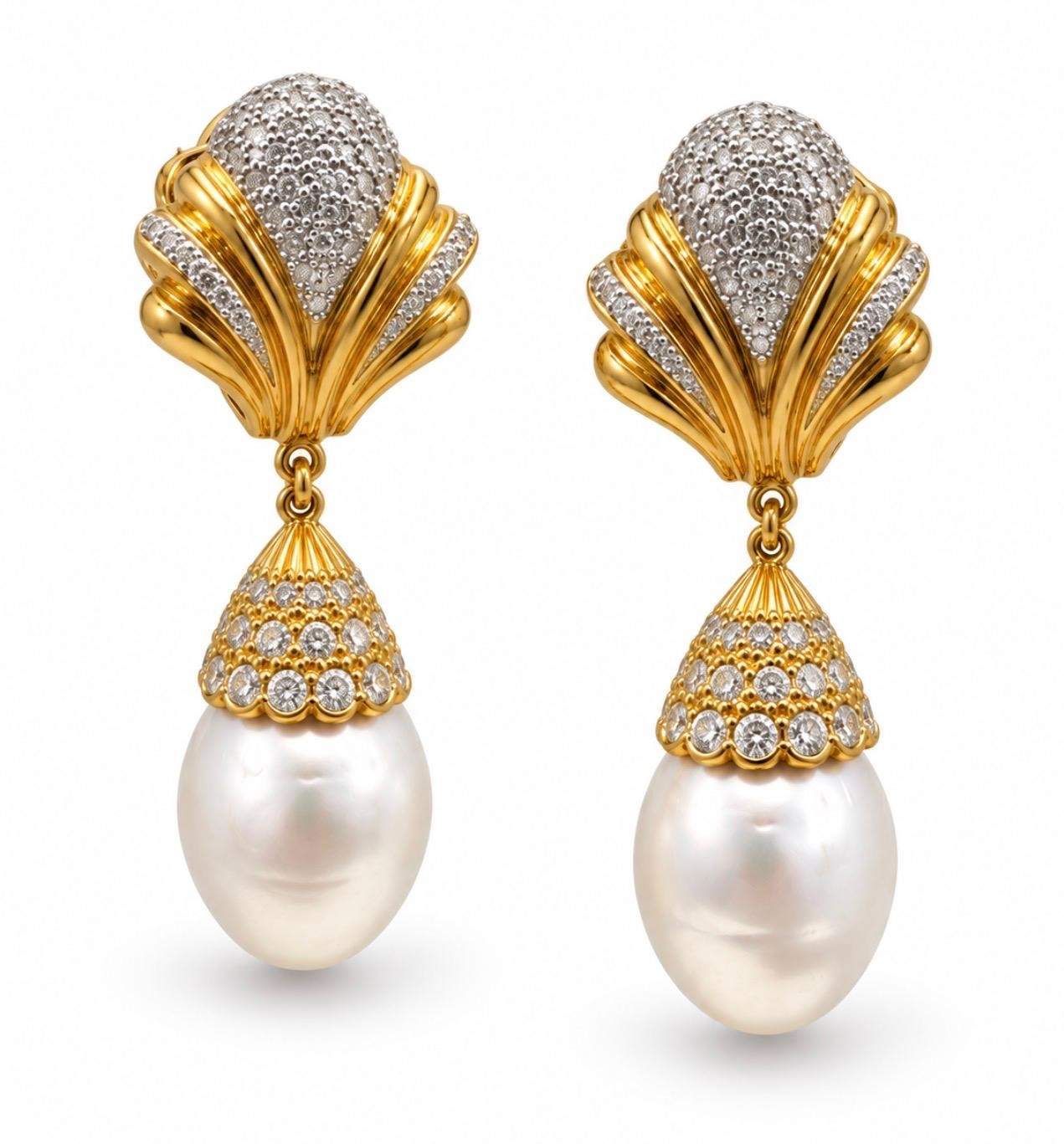 Day & Night South Sea Pearl & Diamond Earrings