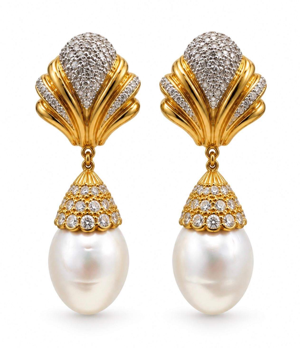 Day & Night South Sea Pearl & Diamond Earrings