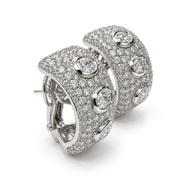 5.00 Carat Oval and Round Brilliant Cut Diamond Earrings