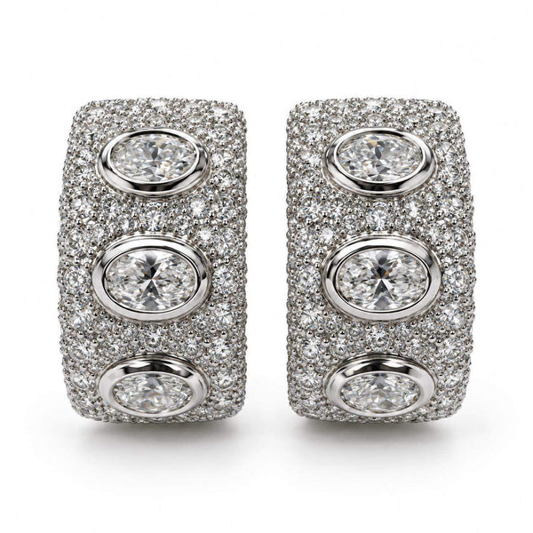 5.00 Carat Oval and Round Brilliant Cut Diamond Earrings