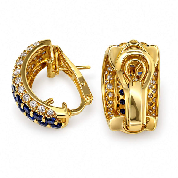 Sapphire and Diamond Hoop Earrings