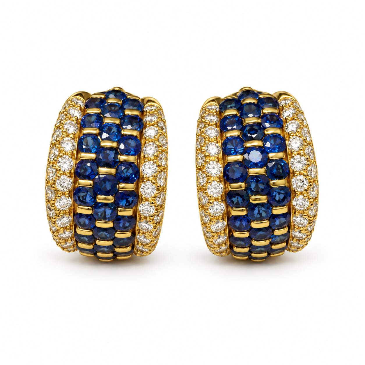 Sapphire and Diamond Hoop Earrings