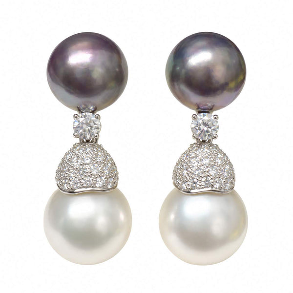 Tahitian & Cultured South Sea Pearl Drop Earrings