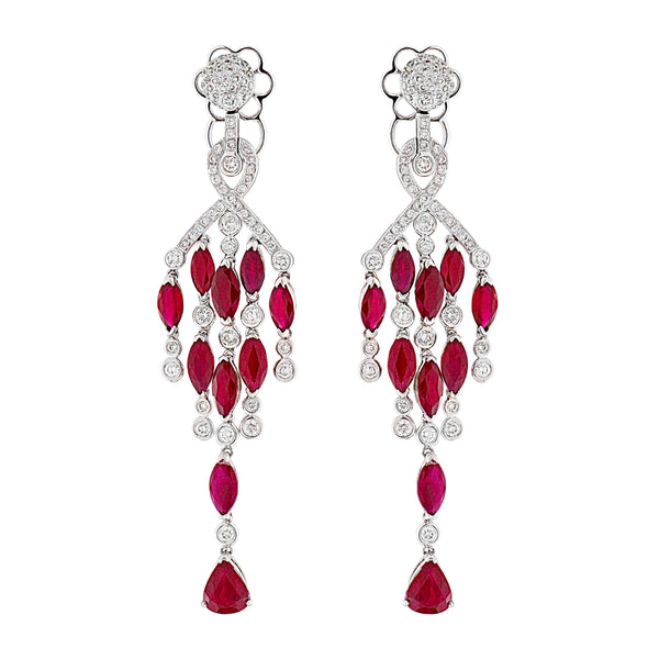 Ruby & Diamond Chandelier Earrings</br>