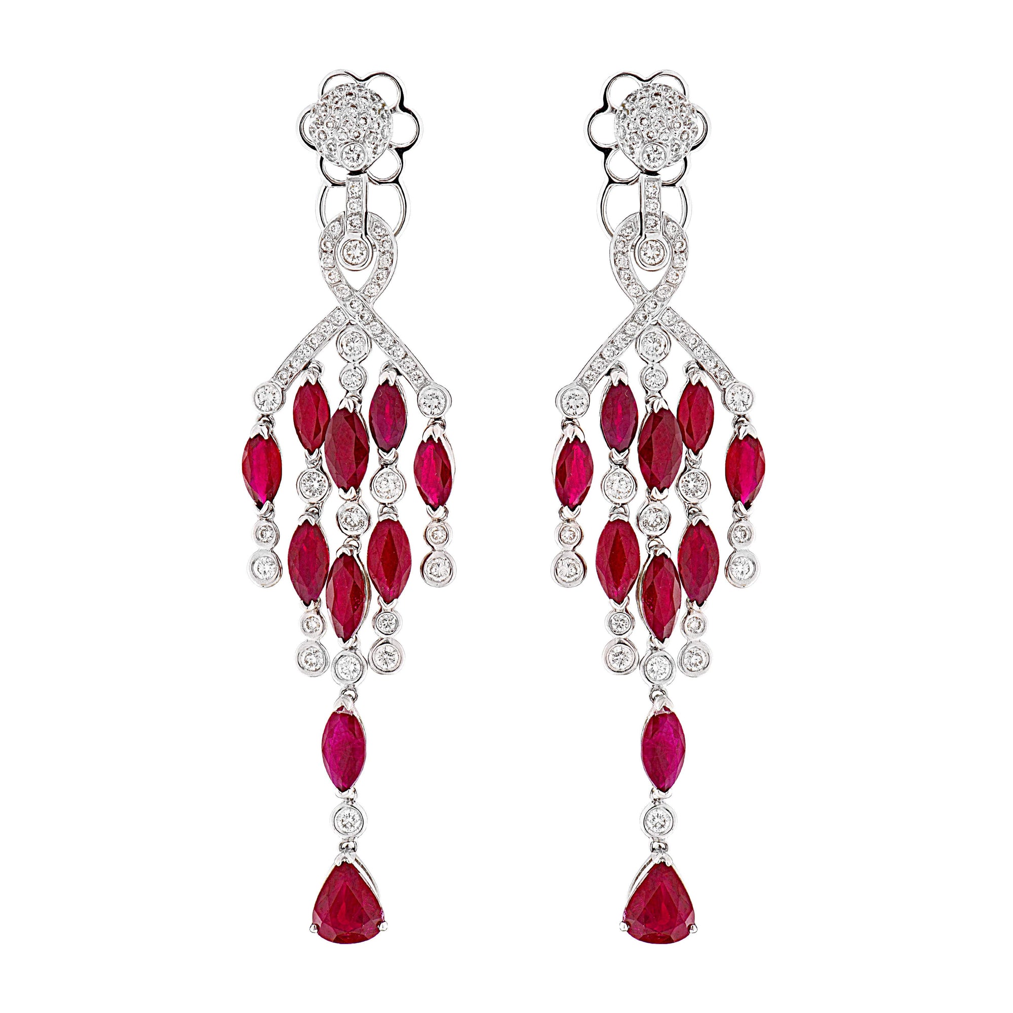 Ruby & Diamond Chandelier Earrings</br>