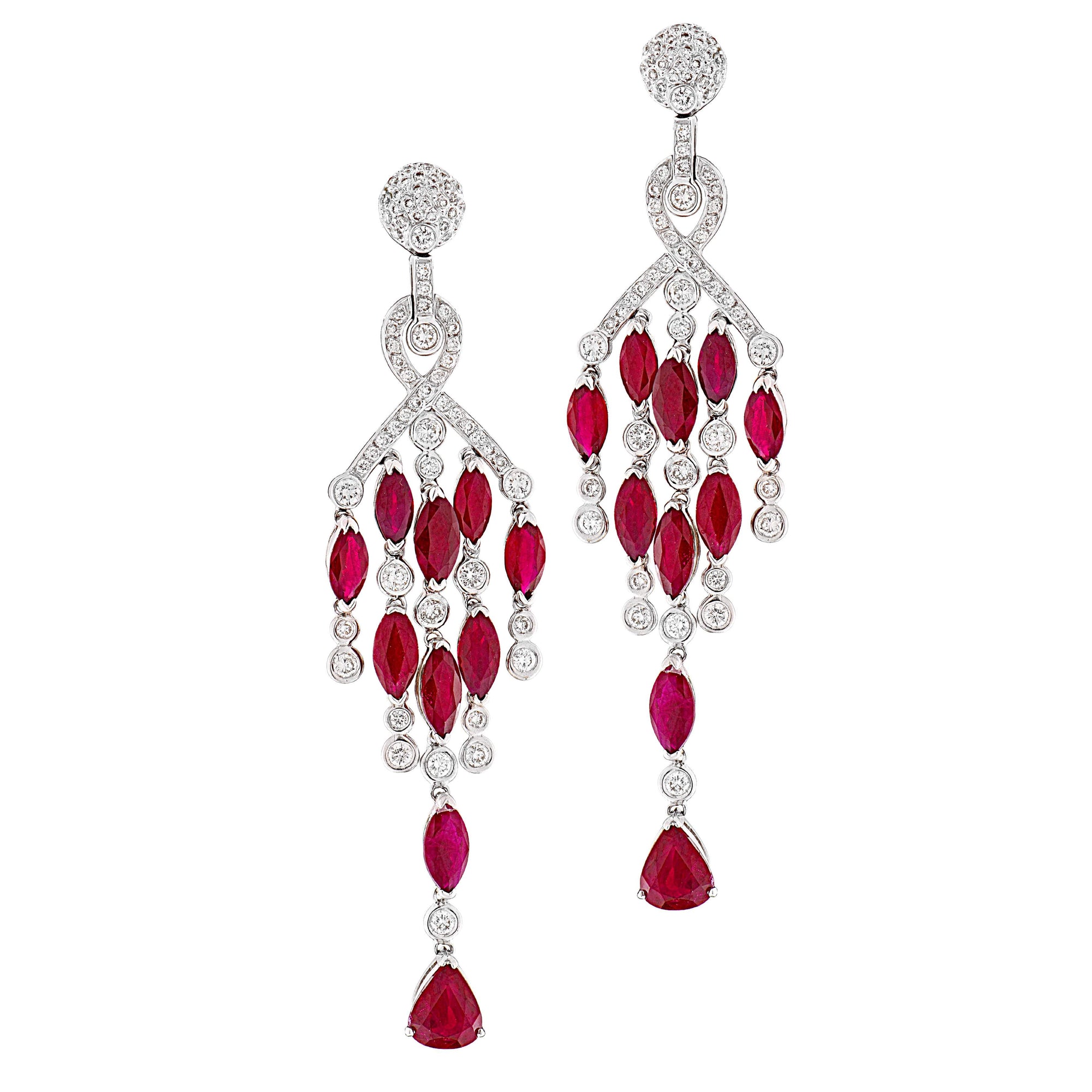 Ruby & Diamond Chandelier Earrings</br>