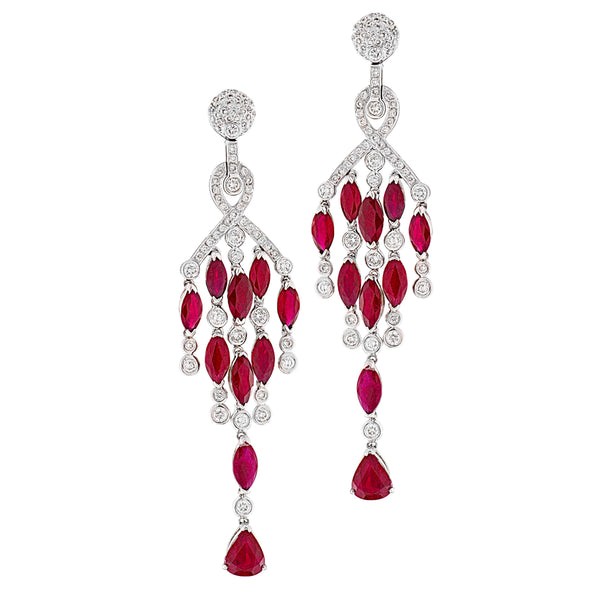Ruby & Diamond Chandelier Earrings</br>
