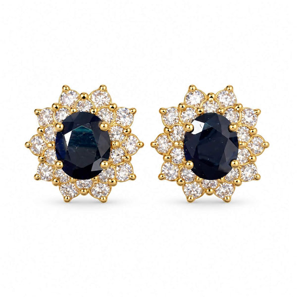 Sapphire and Diamond Halo Earrings