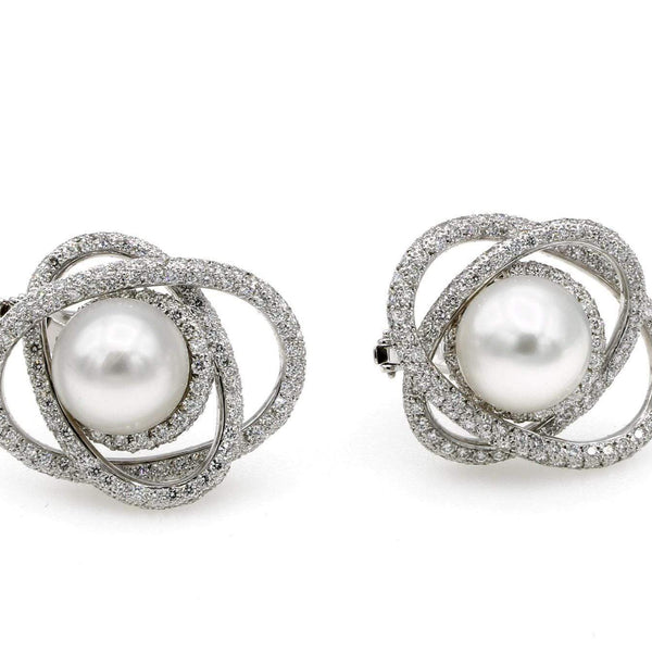 SOUTH SEA PEARL AND DIAMOND EARRINGS