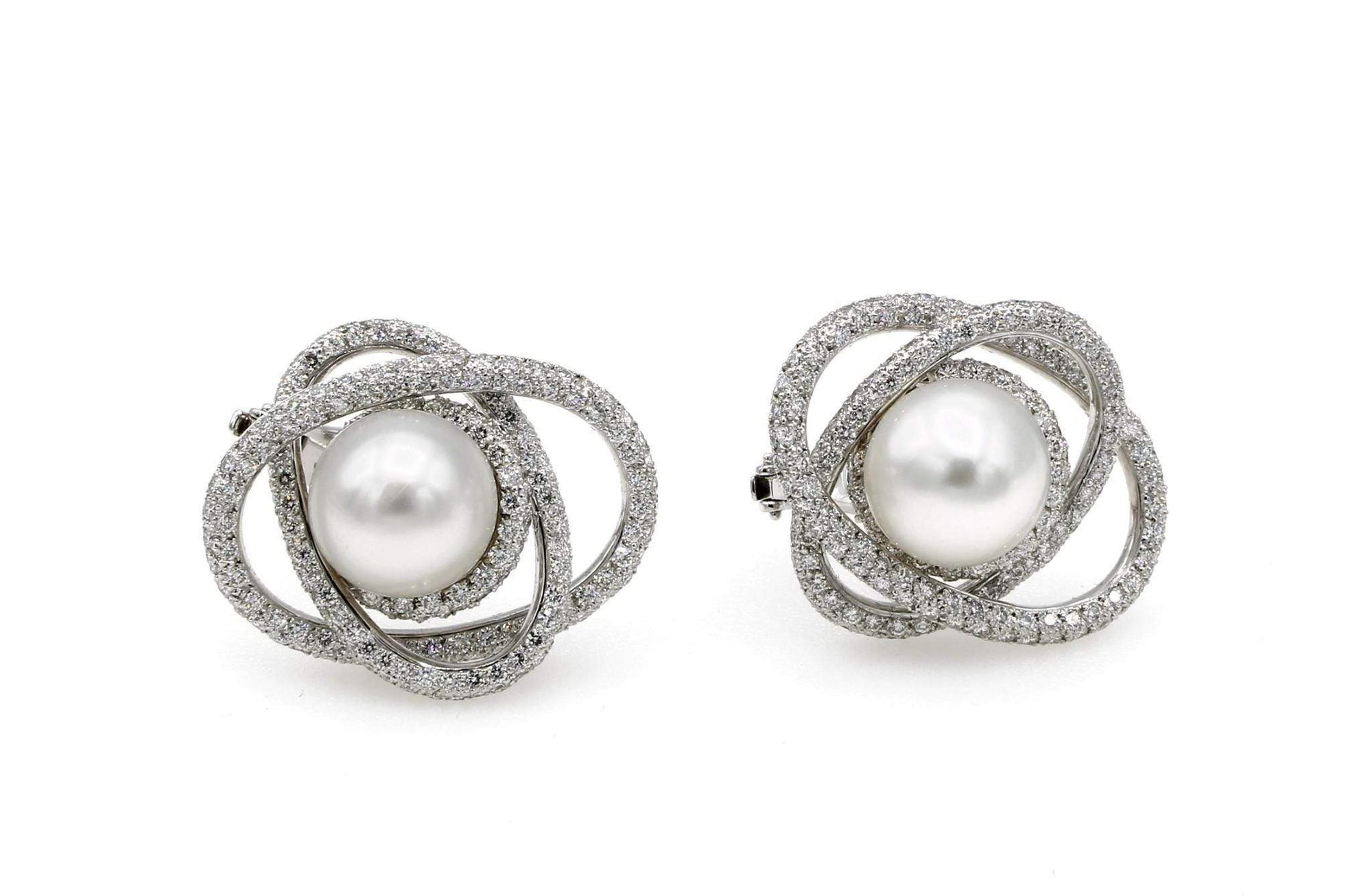 SOUTH SEA PEARL AND DIAMOND EARRINGS