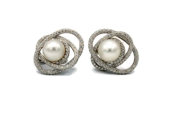 SOUTH SEA PEARL AND DIAMOND EARRINGS