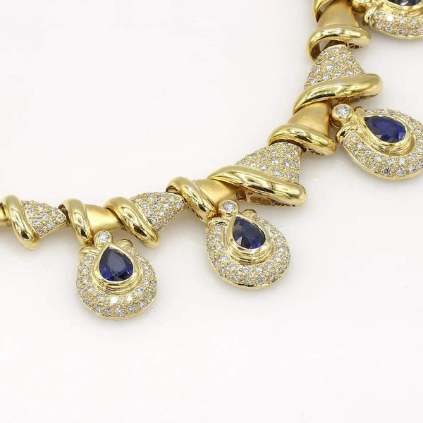 SAPPHIRE AND DIAMOND DROPS NECKLACE