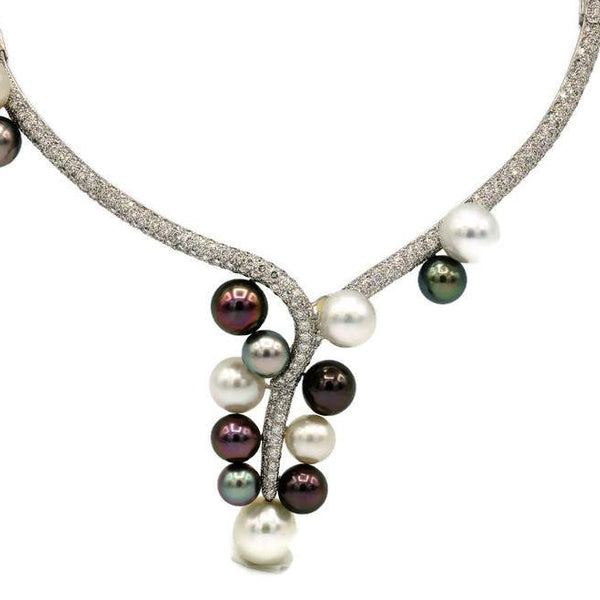 SOUTH SEA PEARL AND DIAMOND NECKLACE