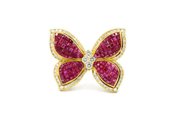 RUBY AND DIAMOND BUTTERFLY BROOCH