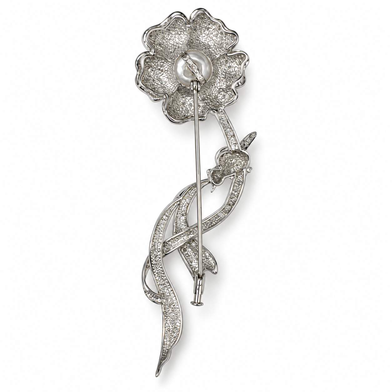 South Sea Cultured Pearl and Diamond Floral Brooch