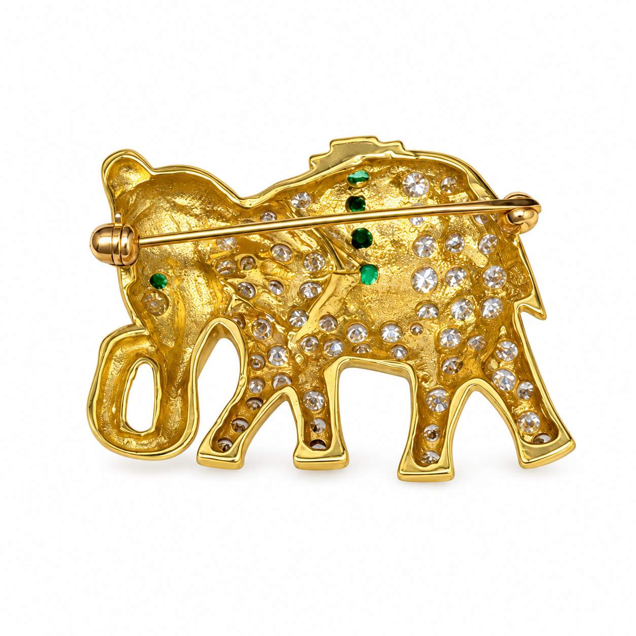 Emerald & Diamond Elephant Brooch