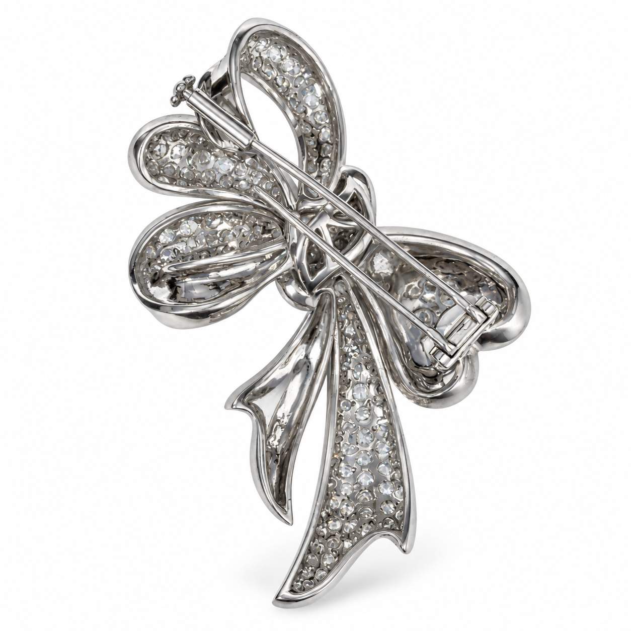 Diamond Ribbon Bow Brooch