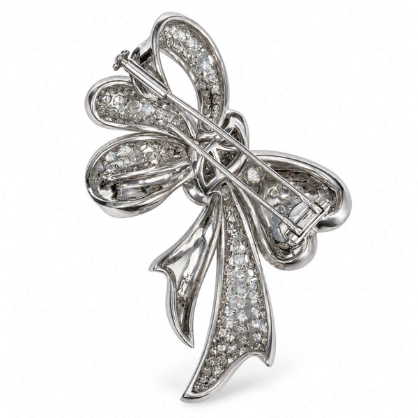 Diamond Ribbon Bow Brooch
