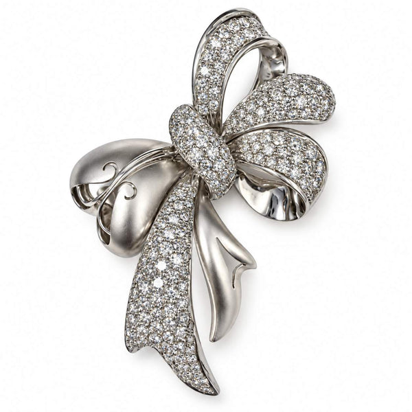 Diamond Ribbon Bow Brooch