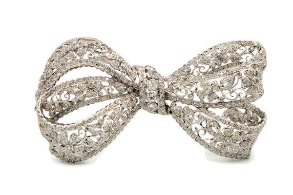 INTRICATE DIAMOND BOW BROOCH