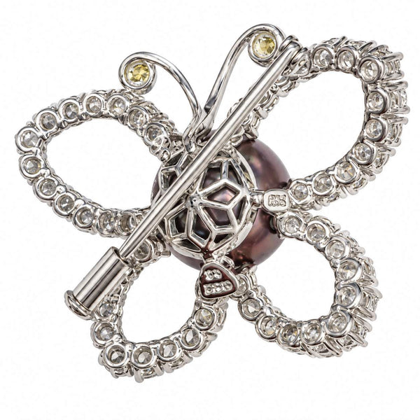 Tahitian Pearl & Diamond Butterfly Brooch