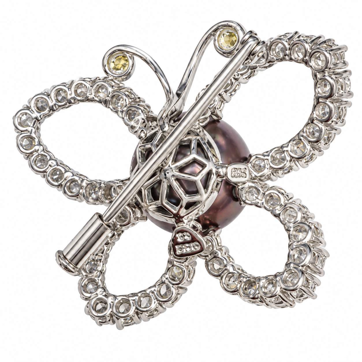 Tahitian Pearl & Diamond Butterfly Brooch