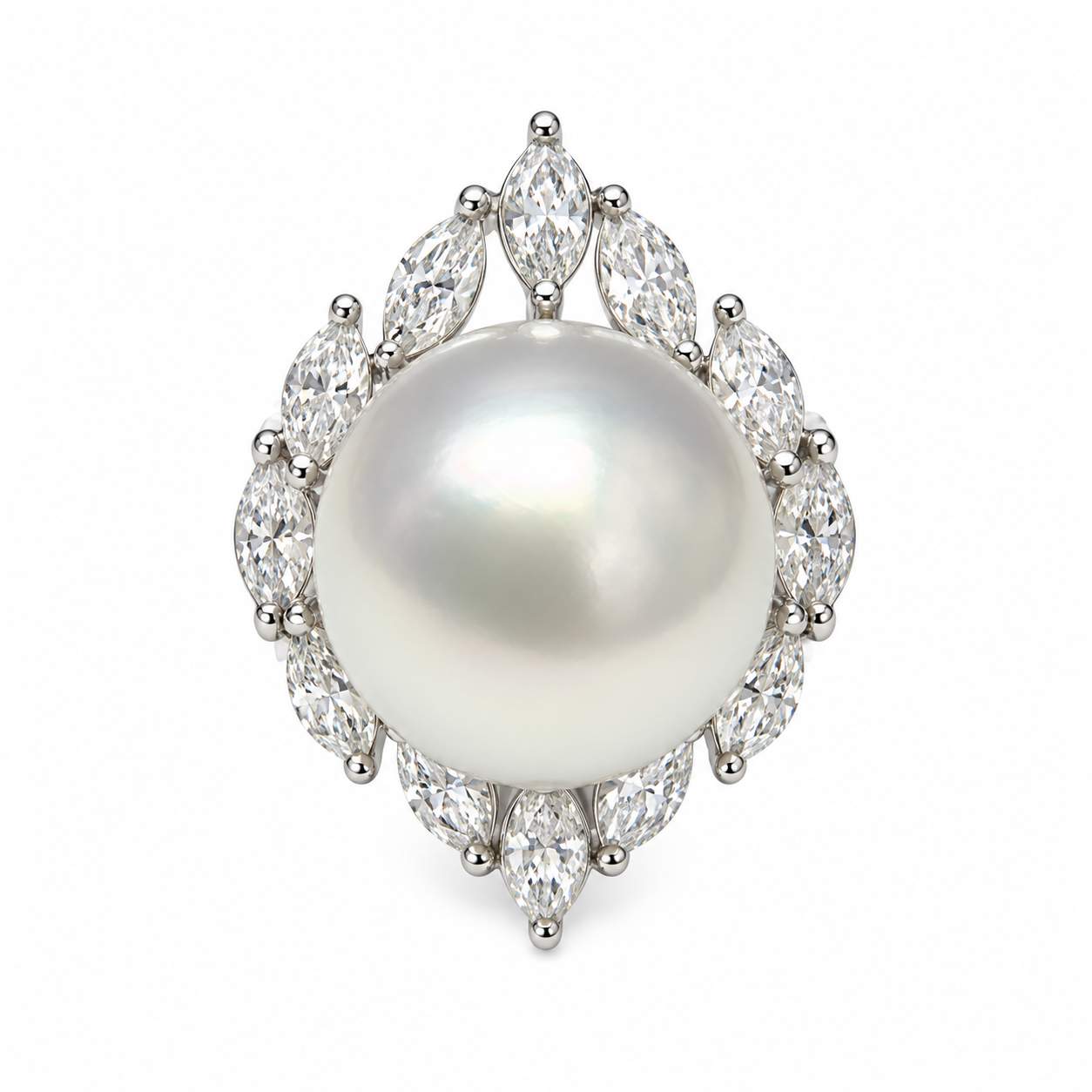South Sea Cultured Pearl & Marquise Diamond Ring