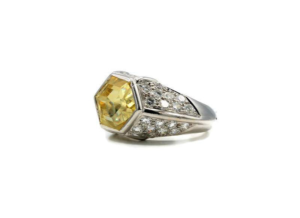 Yellow Sapphire & Diamond Ring