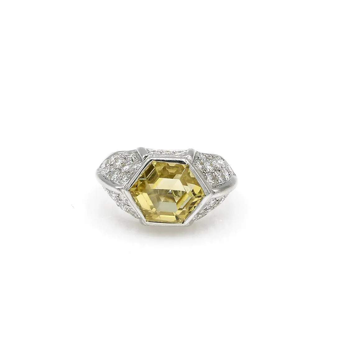 Yellow Sapphire & Diamond Ring