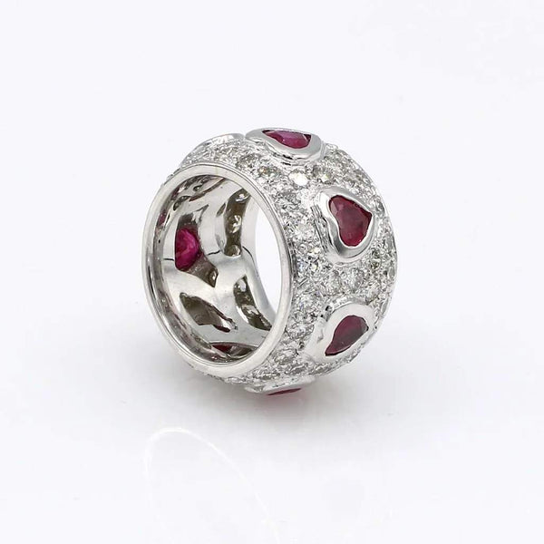 DIAMOND AND RUBY HEART BAND