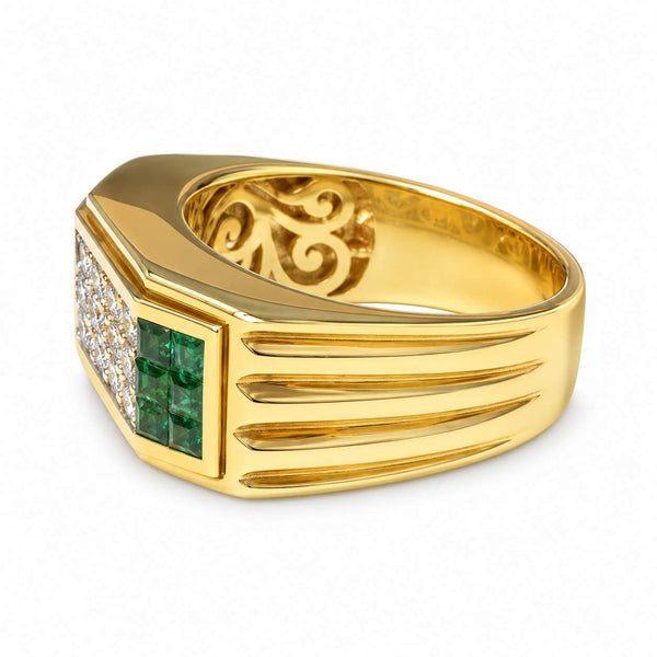 Tsavorite & Diamond Wide Band Ring