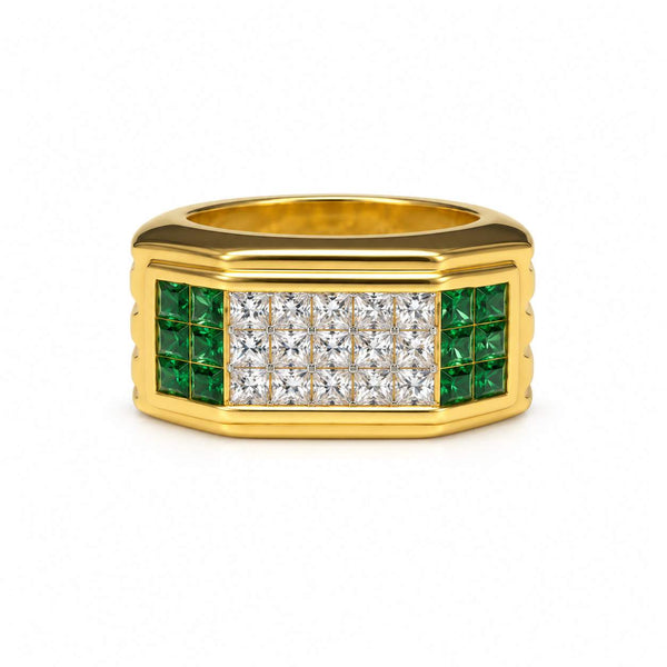 Tsavorite & Diamond Wide Band Ring