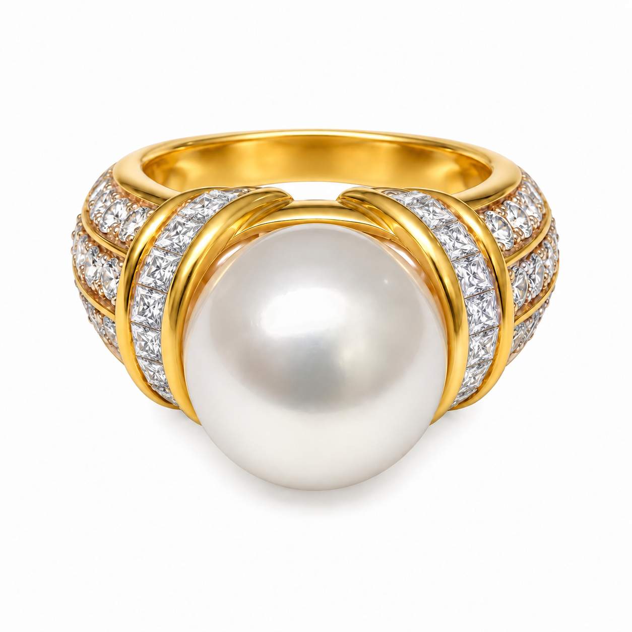 South Sea Cultured Pearl & Diamond Ring
