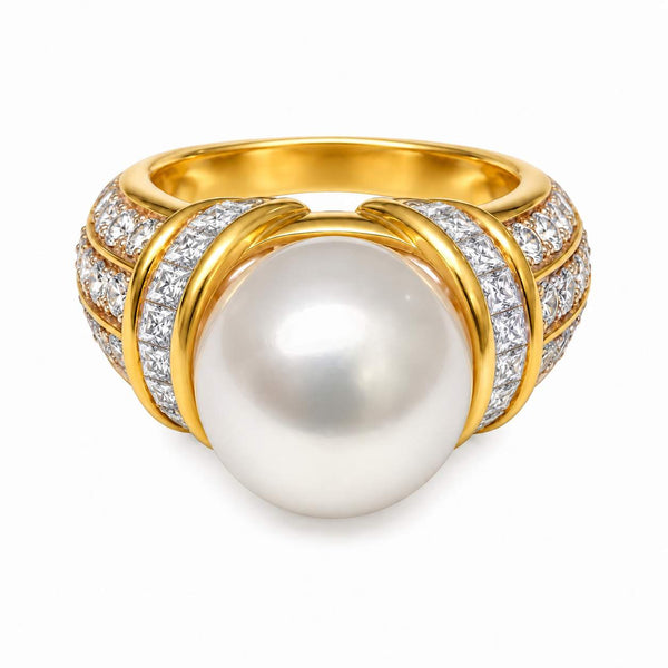South Sea Cultured Pearl & Diamond Ring