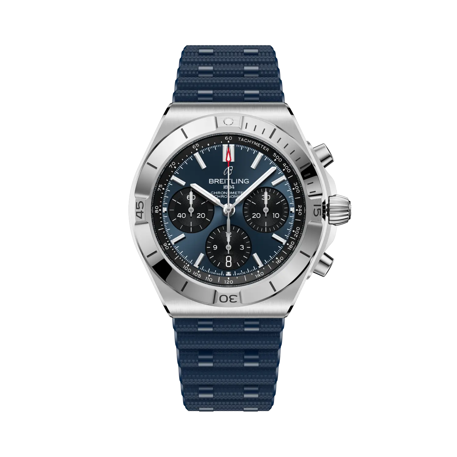 Breitling watch with green strap and green dial on a white background