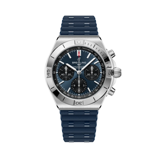 Breitling watch with green strap and green dial on a white background