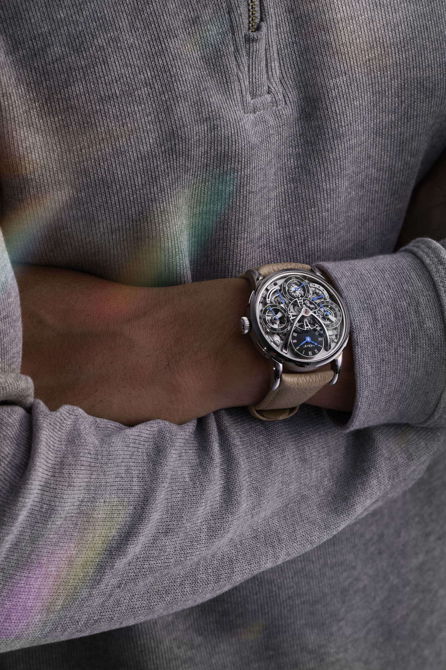 Lifestyle Image- Showing man's wrist wearing MB&F Longhorn Watch