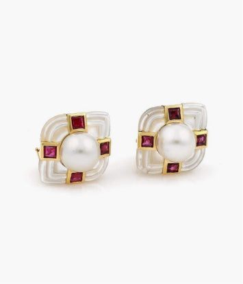 garnet and pearl earrings