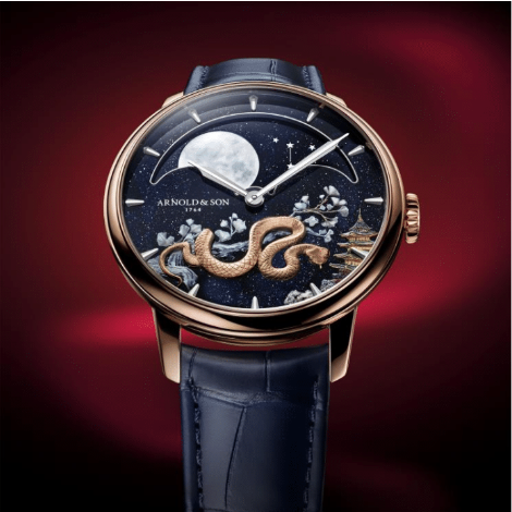 Front Face View- Perpetual Moon 41.5 Red Gold Watch by Arnold and Son