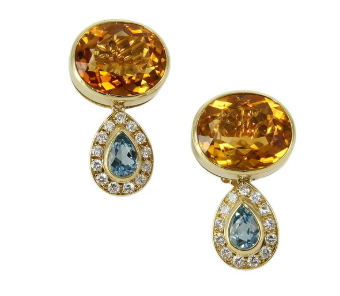 CITRINE & BLUE TOPAZ EARRINGS