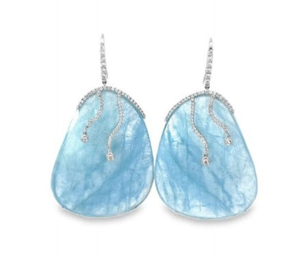 Aquamarine and diamond earrings