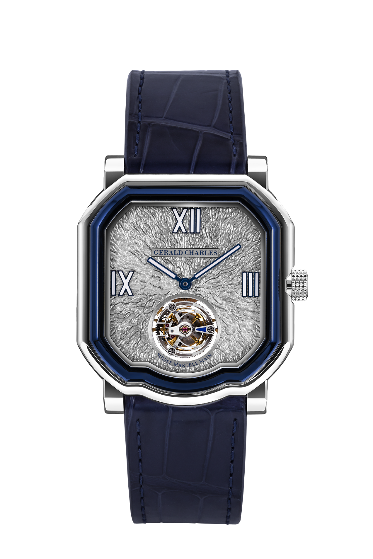 Front View-Maestro 9.0 Tourbillon in White Gold Watch Collection by Gerald Charles