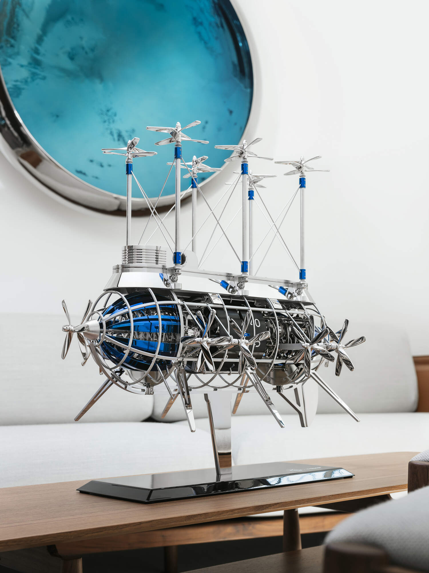 Lifestyle Image of the Albatross Clock in blue