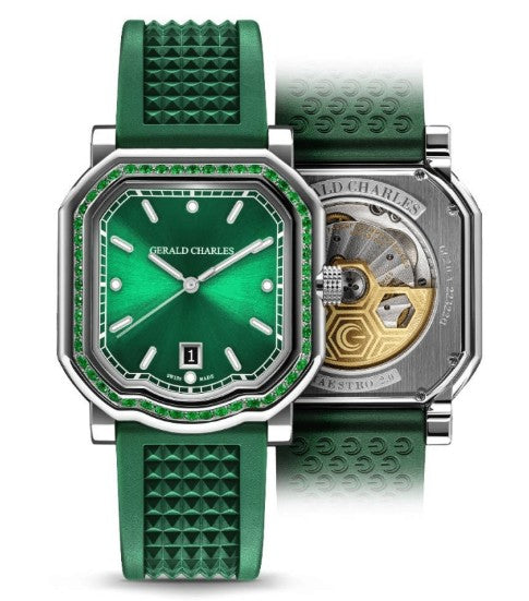 Product Image- Emerald green Maestro 2.0 Ultra-Thin Gem-Set watch by Gerald Charles
