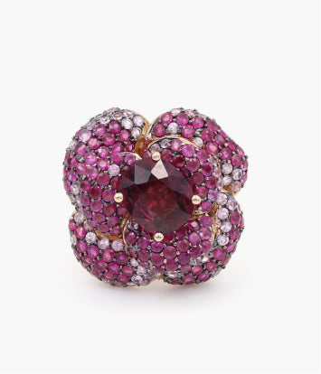 garnet and diamond flower ring