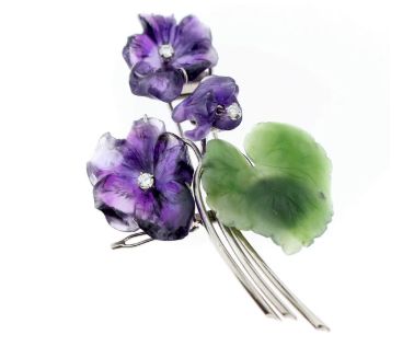 Amethyst Flower Pin