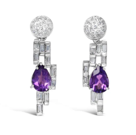 AMETHYST AND DIAMOND DROP EARRINGS