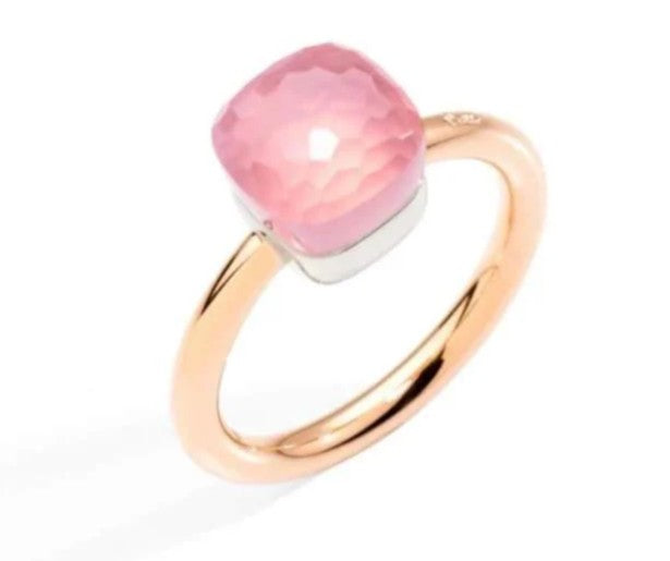 Gold Pomellato ring with pink stone.